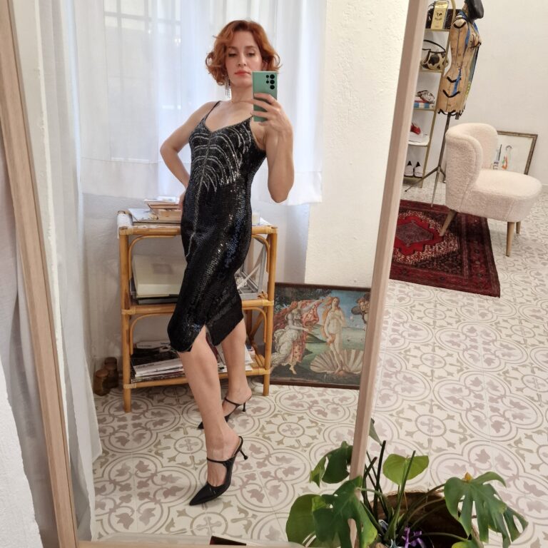 Prezioso Abito vintage seta e paillettes - immagine 3