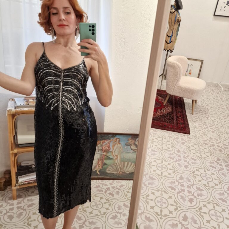 Prezioso Abito vintage seta e paillettes - immagine 4
