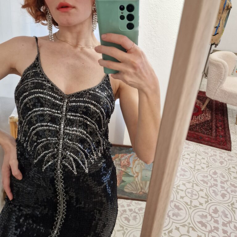 Prezioso Abito vintage seta e paillettes - immagine 2