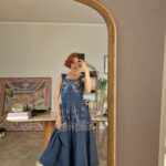 Autentico abito vintage anni 50 con ricami taffetà di cotone