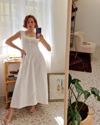 Abito lungo in denim bianco