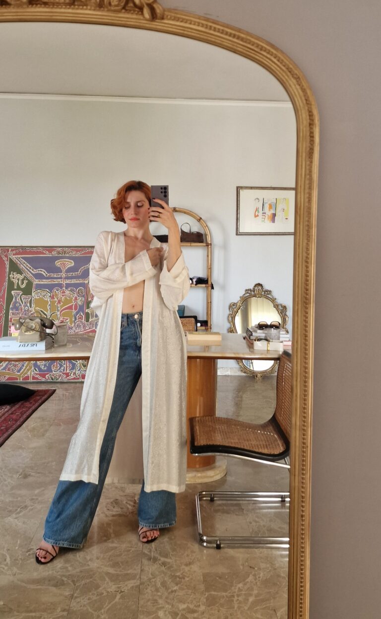 Kimono White silk sartoriale