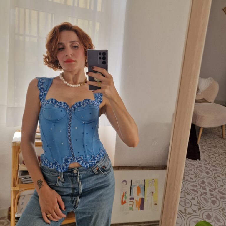 Corsetto francese steccato ceruleo tg 40 - immagine 5