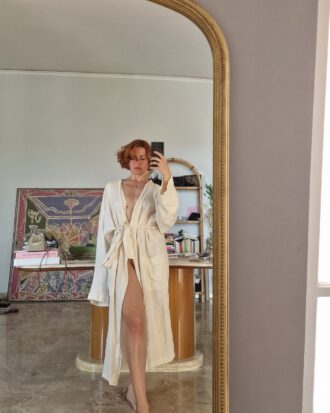 Kimono vintage ma nuovo, in Puro Lino by Grigio Perla