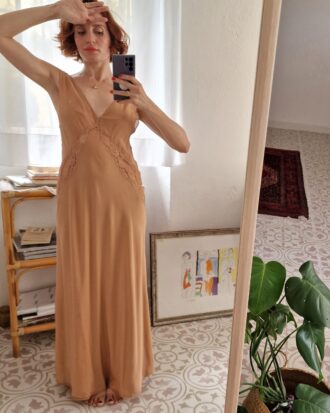 Abito lungo Seta rosa antico by La Perla
