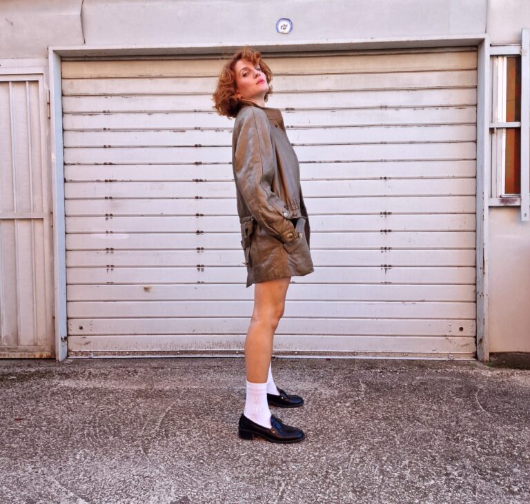 Parka vintage in vera pelle color Kaki - immagine 21