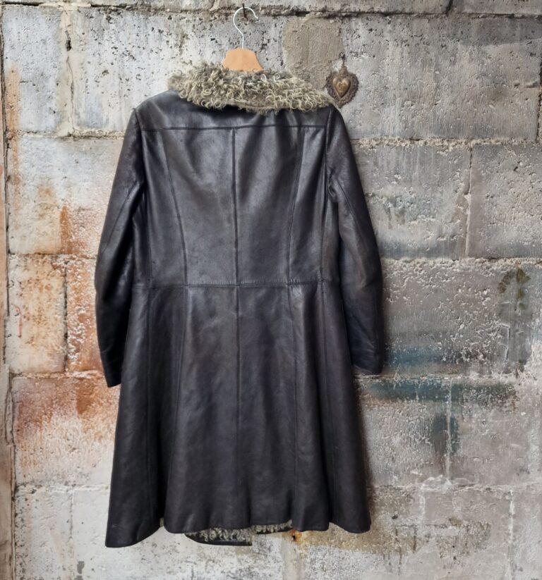 Cappotto vintage anni 70 in pelle e pelliccia - immagine 6
