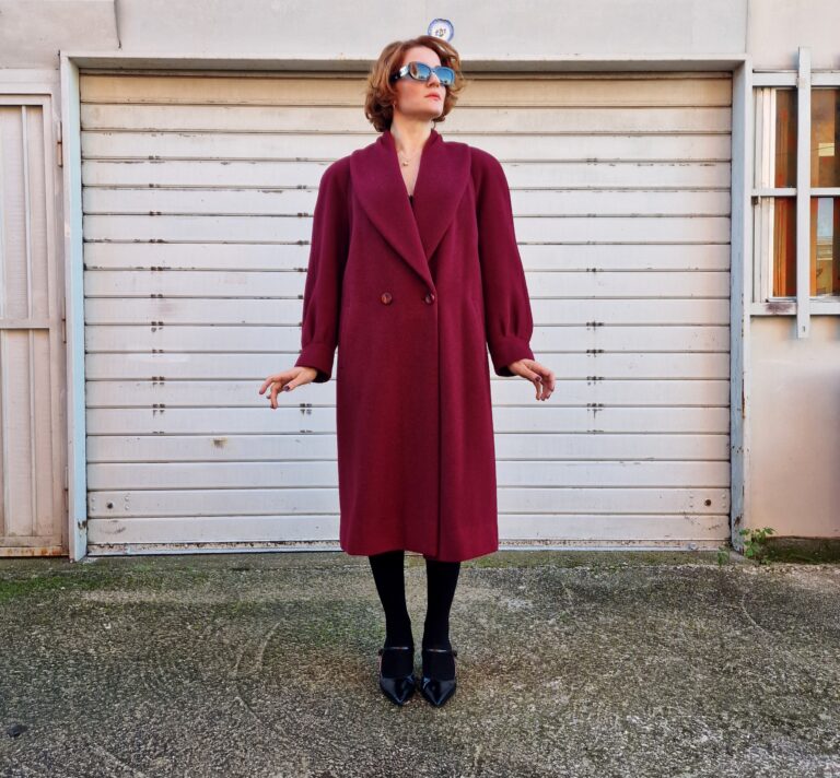Cappotto vintage Burgundy lana Alpaca - immagine 7