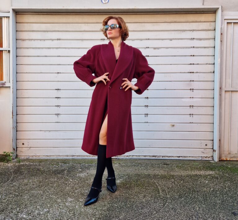 Cappotto vintage Burgundy lana Alpaca - immagine 8