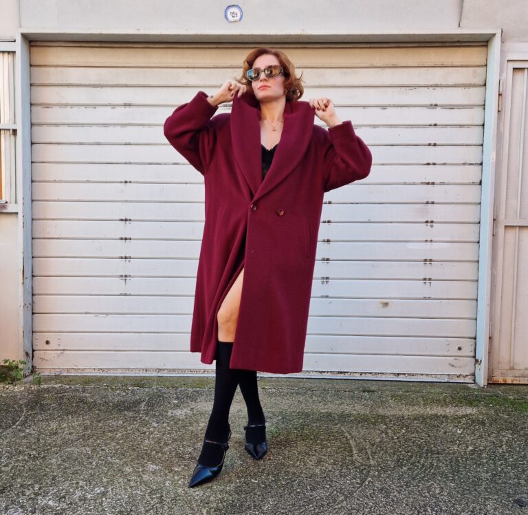 Cappotto vintage Burgundy lana Alpaca - immagine 9