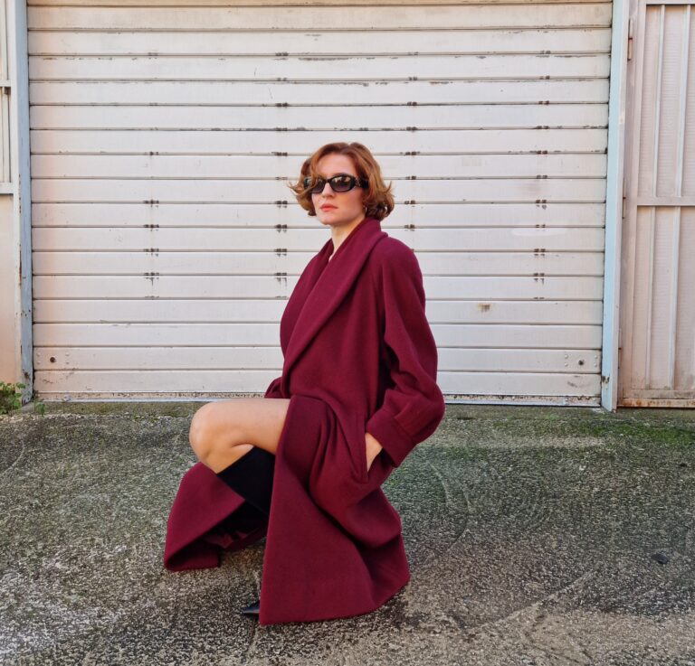 Cappotto vintage Burgundy lana Alpaca - immagine 11