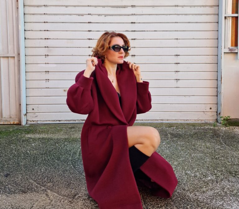 Cappotto vintage Burgundy lana Alpaca - immagine 12