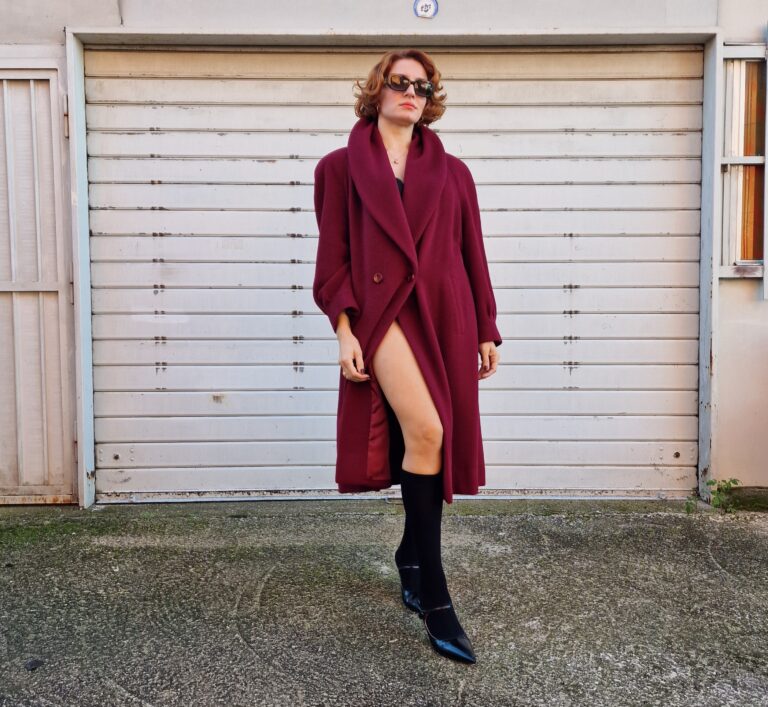 Cappotto vintage Burgundy lana Alpaca
