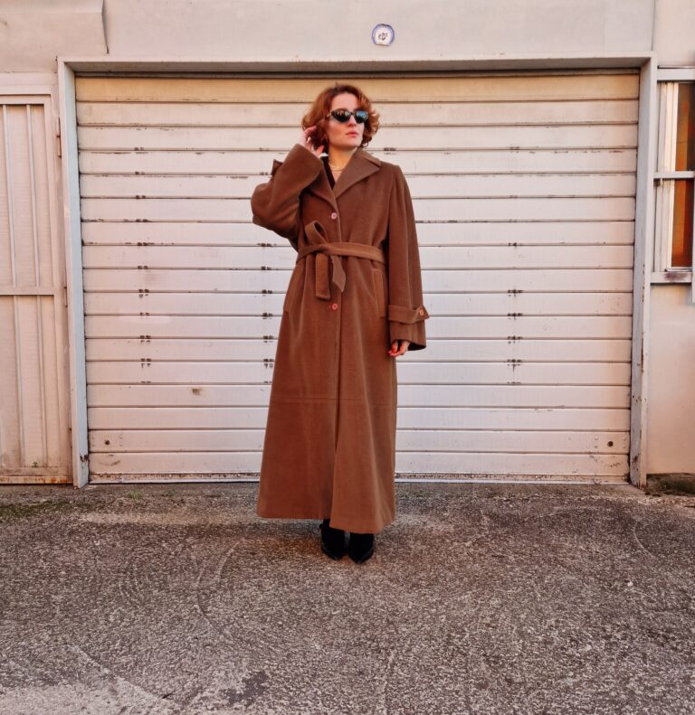 Caramel vintage super long Coat Pura Lana - immagine 8