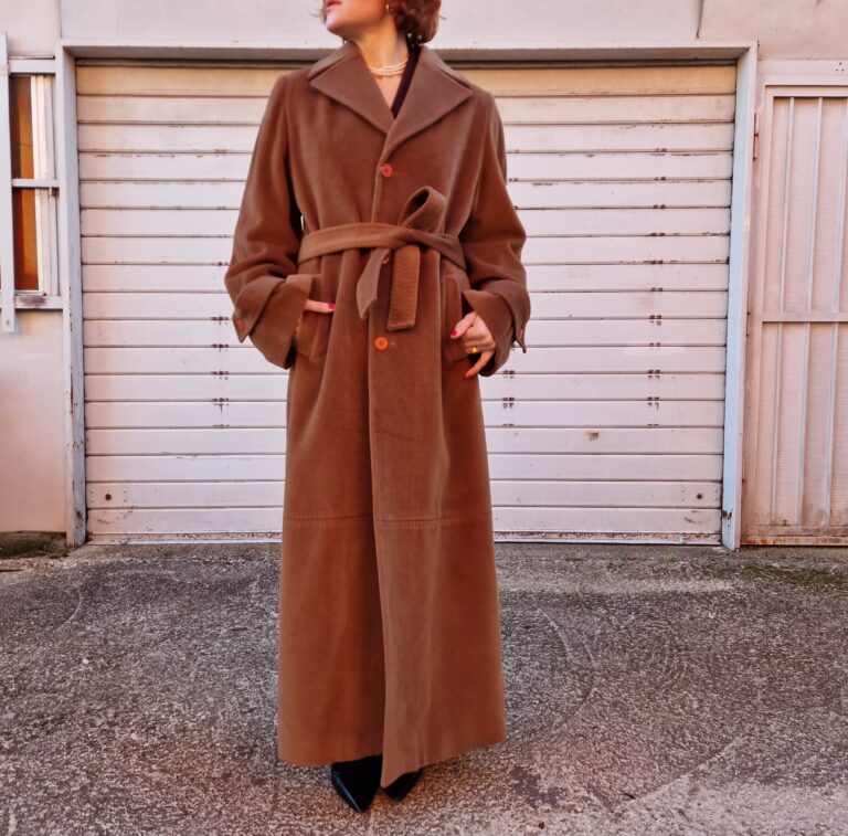 Caramel vintage super long Coat Pura Lana - immagine 7