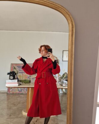Byblos vintage trench coat 100% pura lana rossa