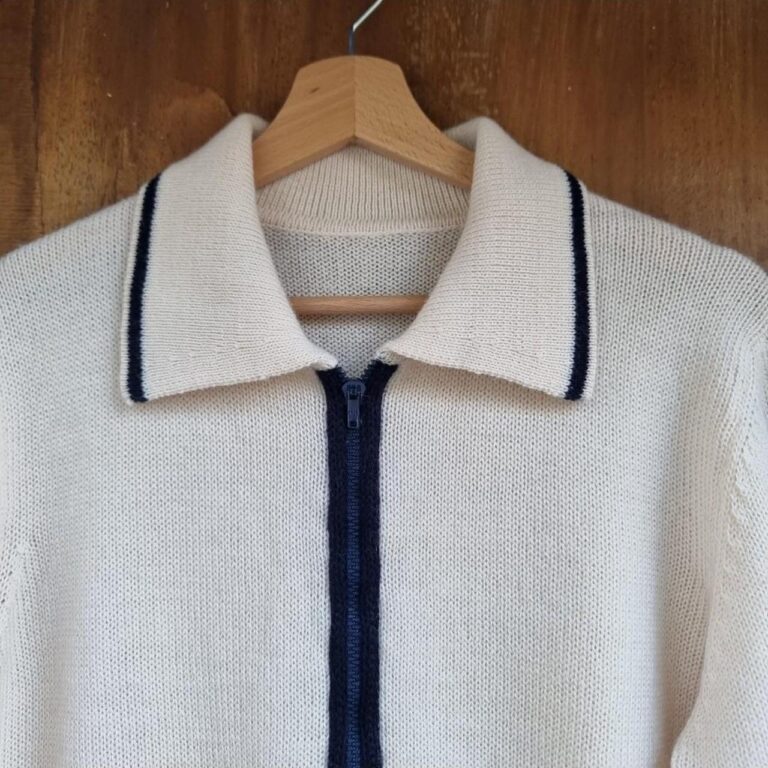 Cardigan burro con zip in fine lana Merinos - immagine 3