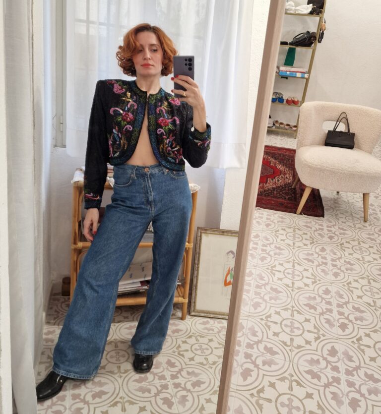 Giacca vintage Seta e perline ricamate a mano - immagine 8