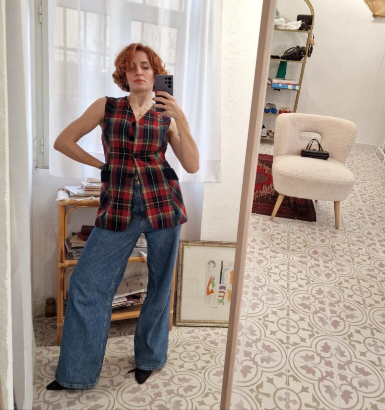 Gilet vintage tartan in lana