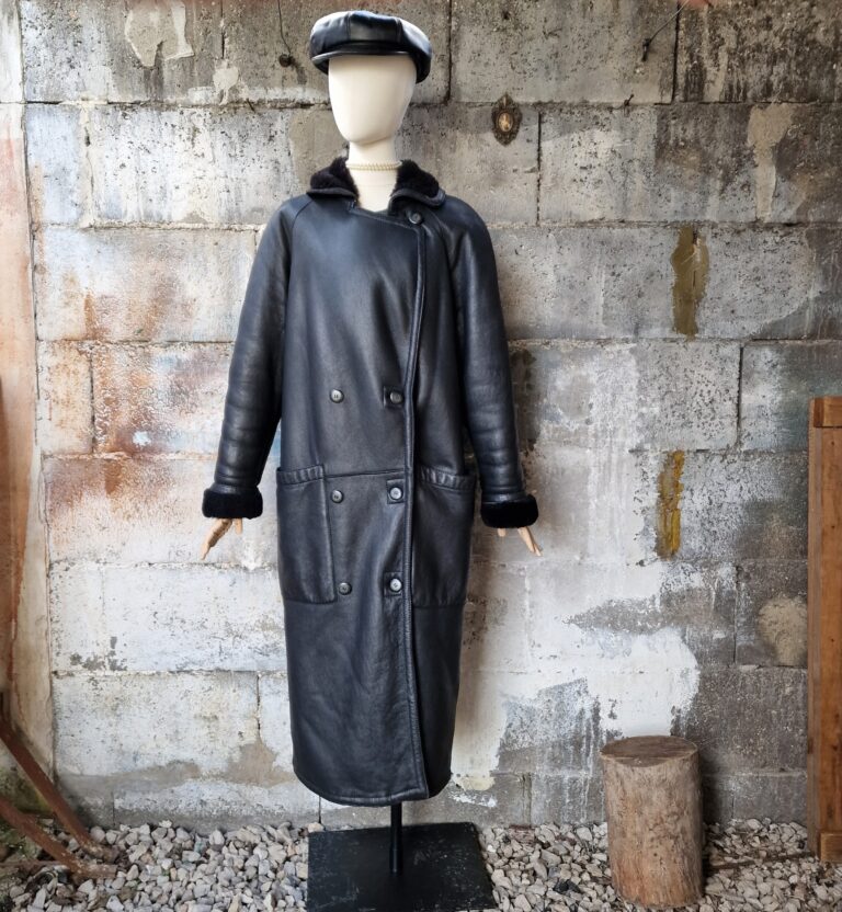 Cappotto lungo in pelle vintage con ecopelliccia - immagine 4