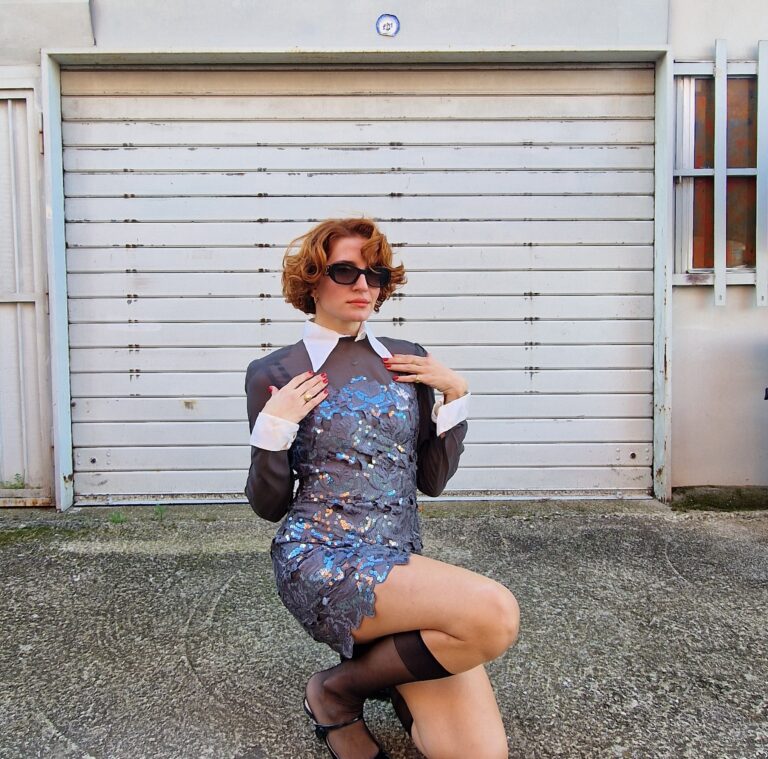 Abito vintage sartoriale seta e paillettes - immagine 16