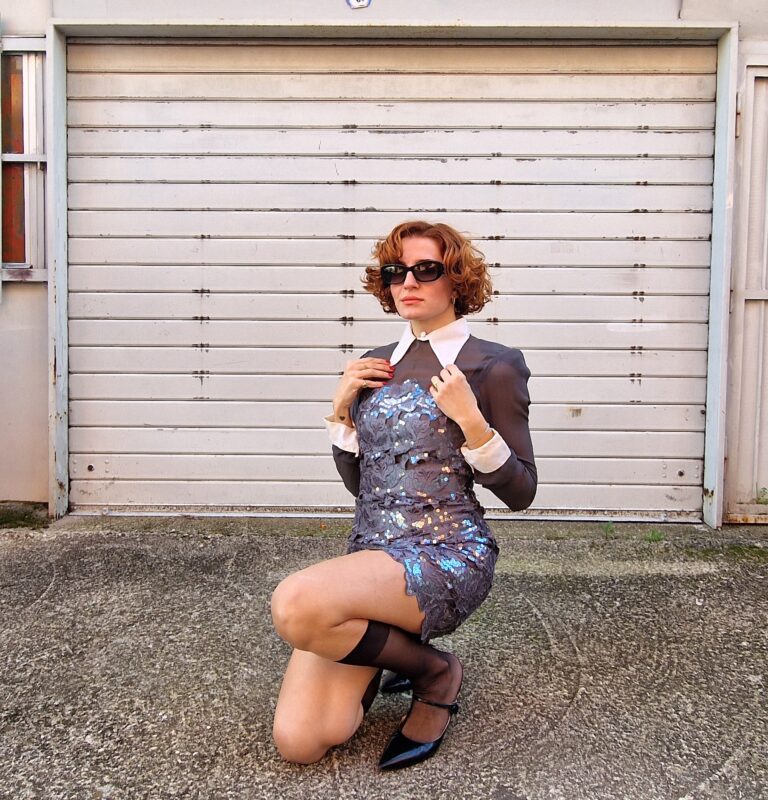 Abito vintage sartoriale seta e paillettes