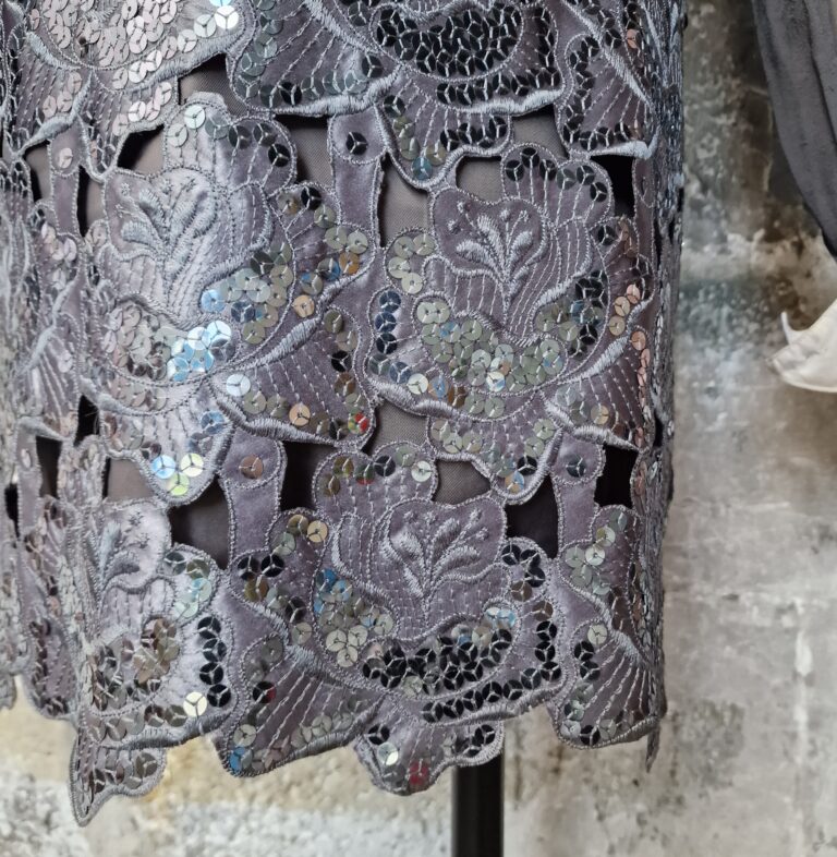 Abito vintage sartoriale seta e paillettes - immagine 17