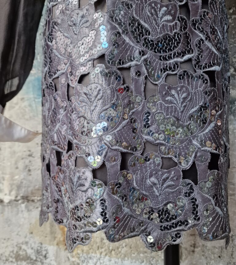 Abito vintage sartoriale seta e paillettes - immagine 18