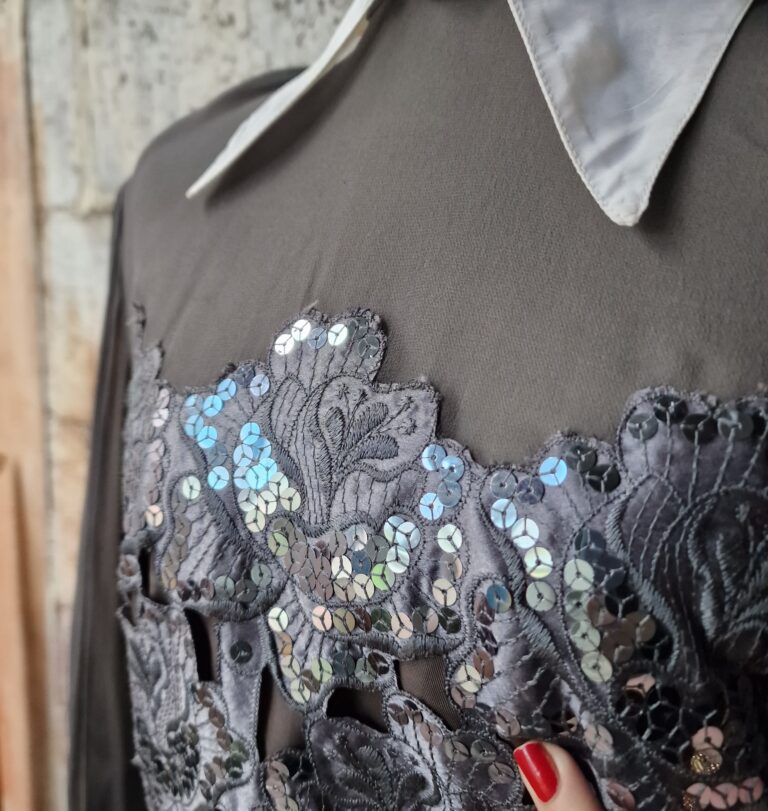 Abito vintage sartoriale seta e paillettes - immagine 3