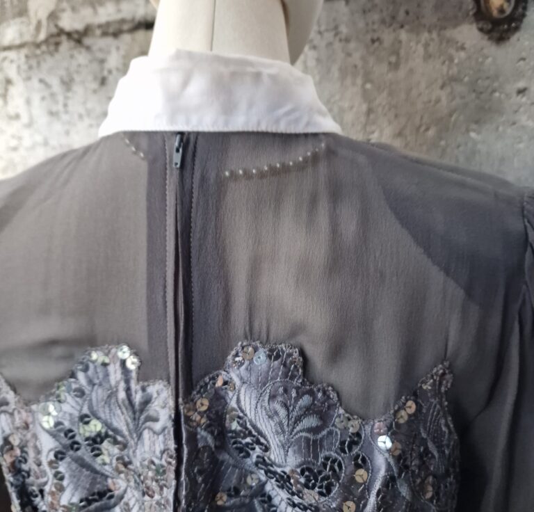 Abito vintage sartoriale seta e paillettes - immagine 8