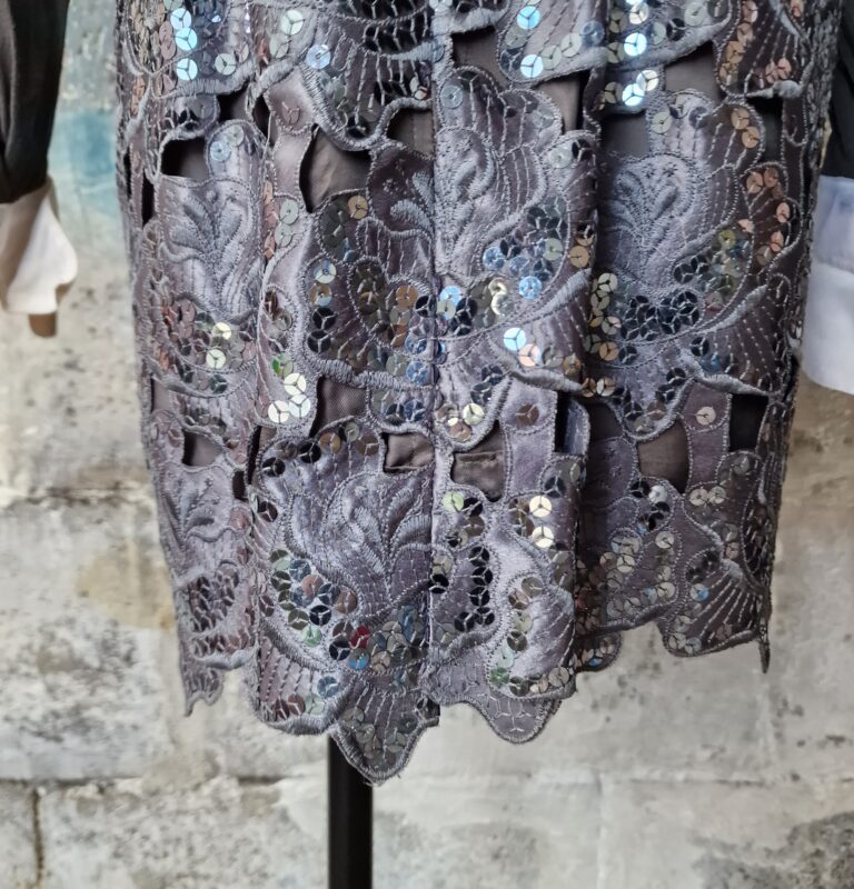 Abito vintage sartoriale seta e paillettes - immagine 6