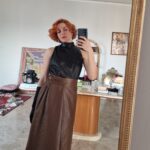 Top in vera pelle sartoriale scollo americana