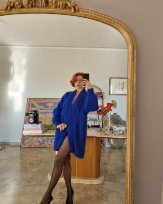 Raro Capospalla vintage in Pregiata Lana angora blu royal