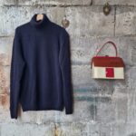Maglione dolcevita blu by Parramatta in 100% lambswool