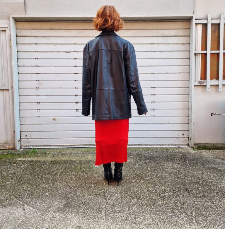 Leather 90's vintage black jacket over - immagine 5