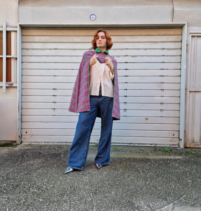 Cape mantella vintage anni 70 reversibile - immagine 8