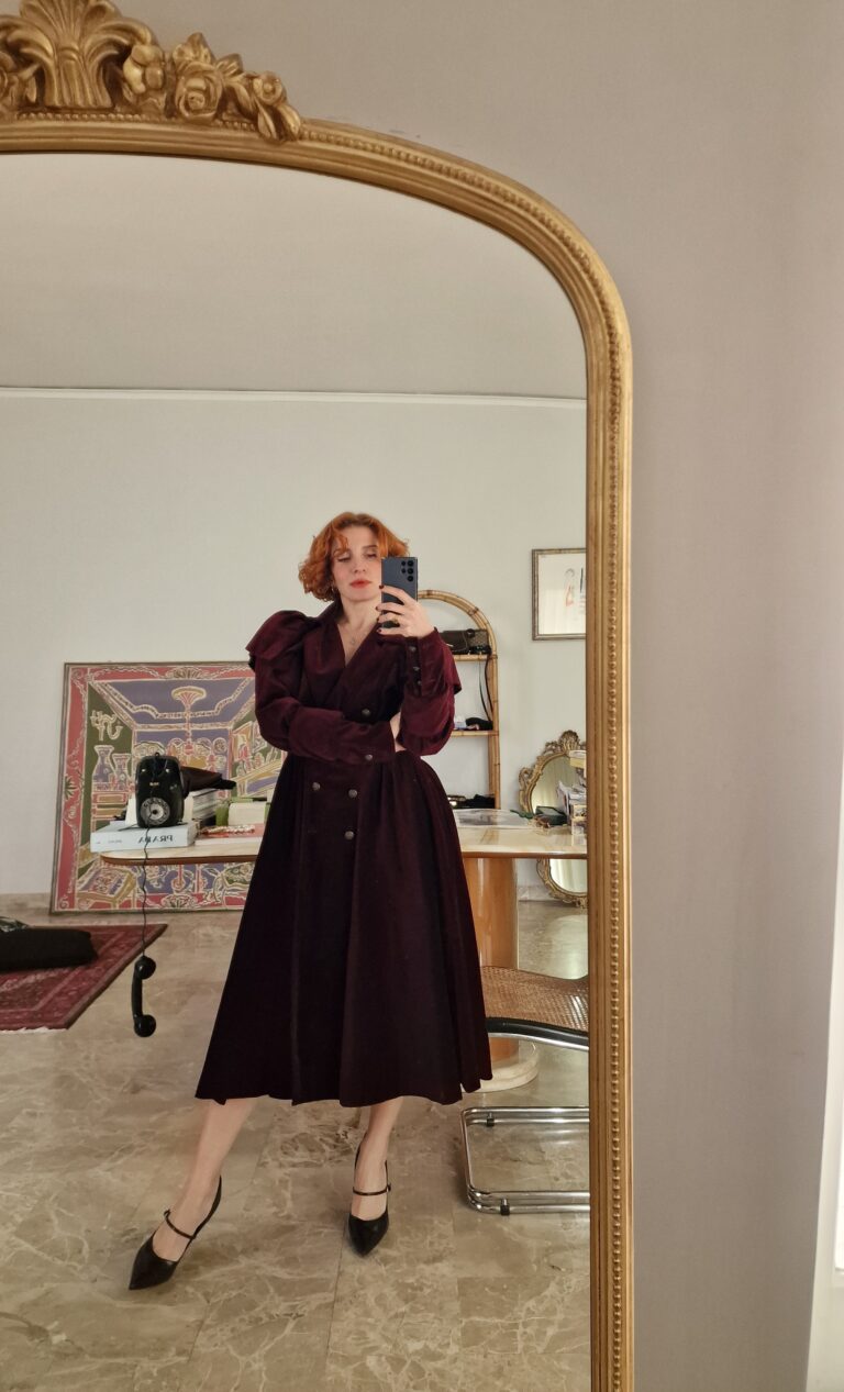 Roccobarocco vintage Victorian coat Burgundy - immagine 5