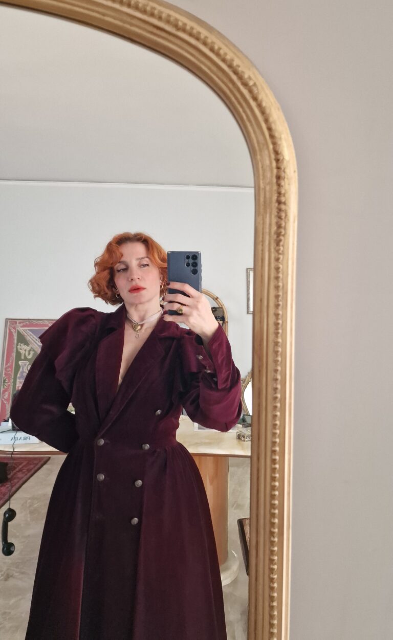Roccobarocco vintage Victorian coat Burgundy - immagine 3