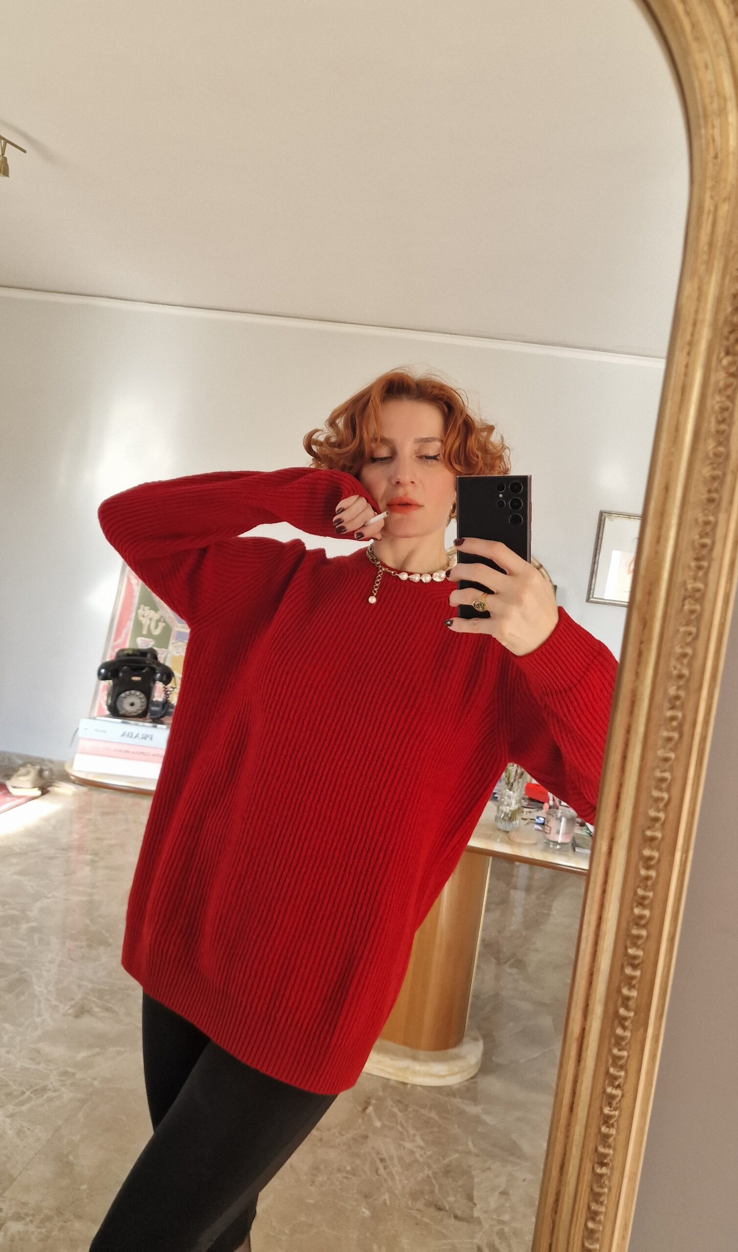 Maglione girocollo rosso by Parramatta in Puro Lambswool a maglia inglese, Nuovo.