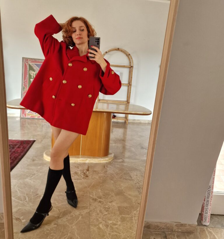 Moschino vintage Red coat caban - immagine 15