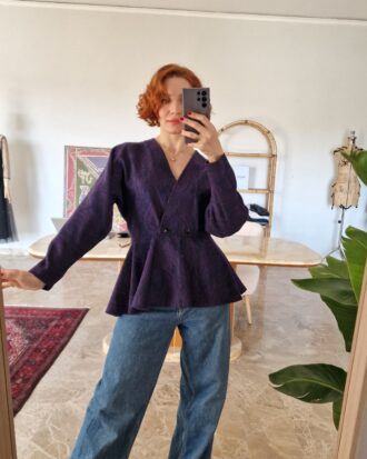 Giacca kimono lana sottile stampa Paisley