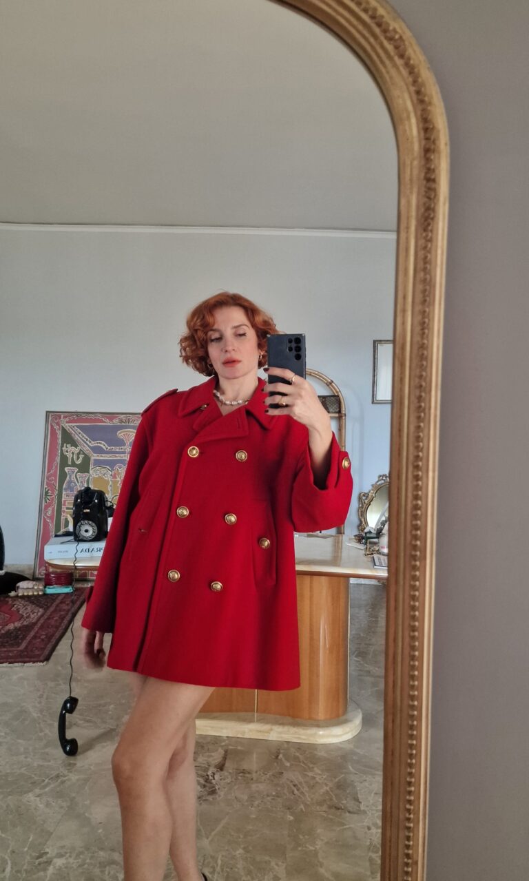 Moschino vintage Red coat caban - immagine 4