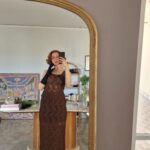 Completo vintage gonna & top in pizzo macramè chocolate
