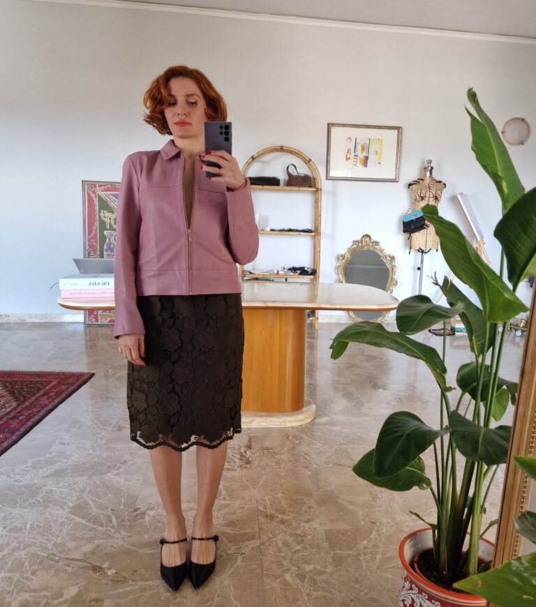 Giacca in vera pelle Rosa Malva - immagine 5