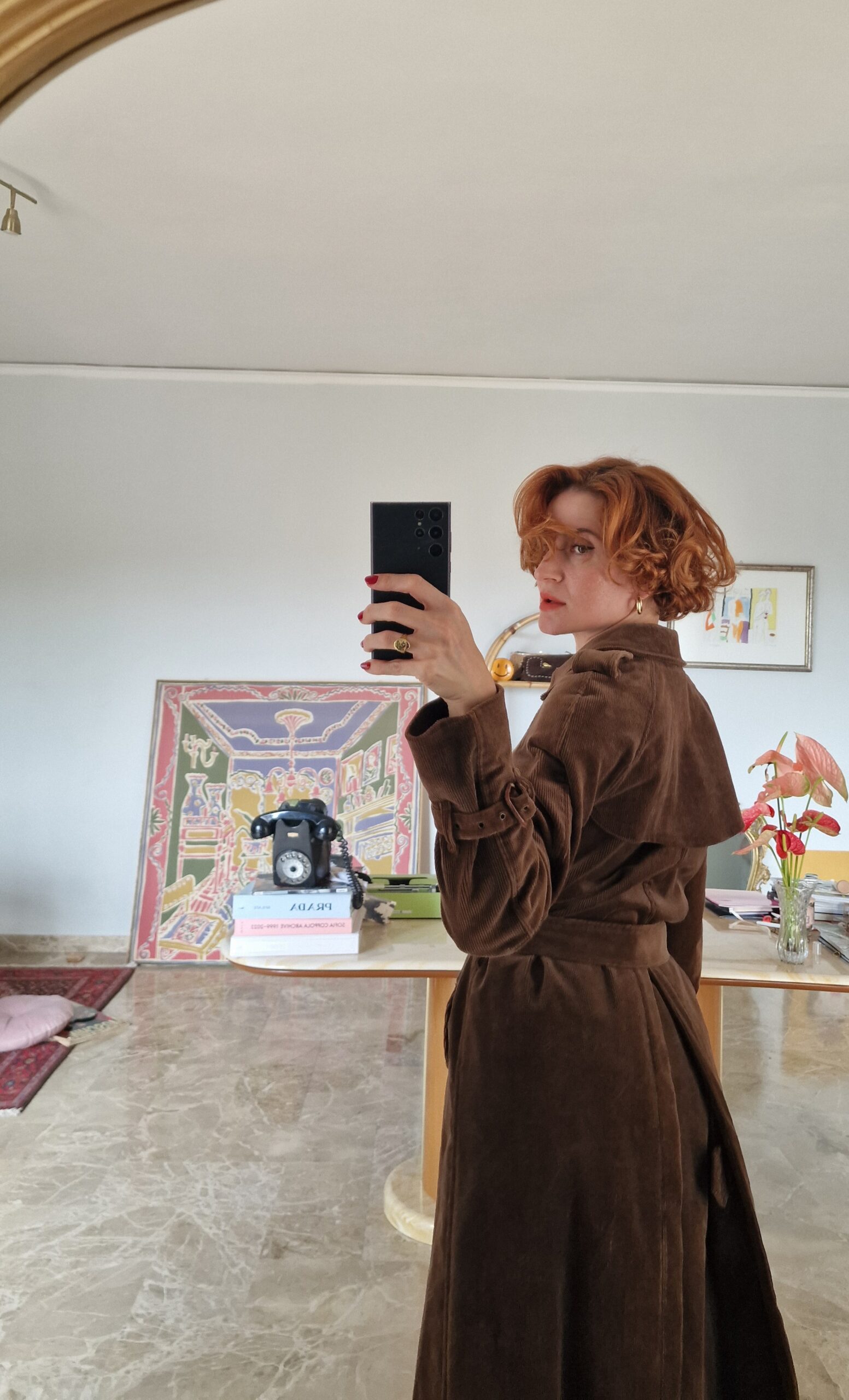 Trench vintage ma nuovo in velluto a costine chocolate tg 44 - immagine 8