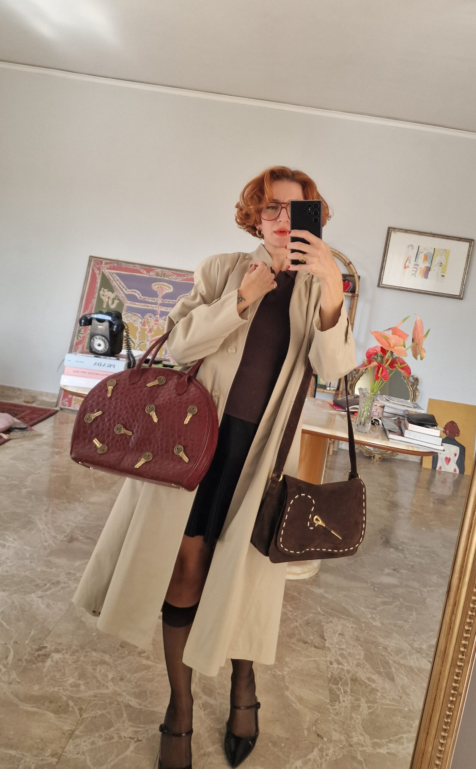 Moschino vintage Burgundy crocodile Key bag - immagine 4