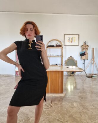 Abito qipao in taffetà nero
