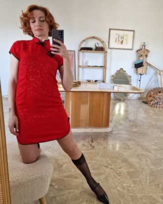 Abito qipao rosso corallo