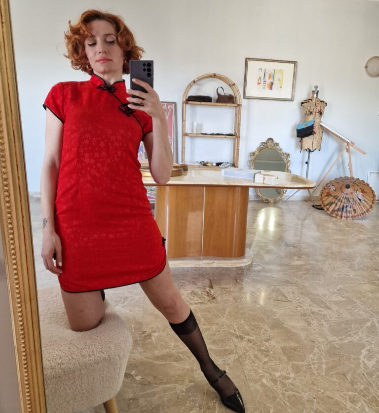 Abito qipao rosso corallo
