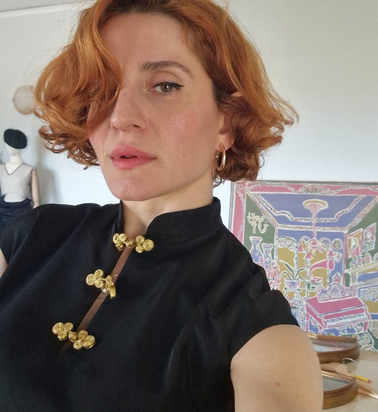 Abito qipao in taffetà nero - immagine 6